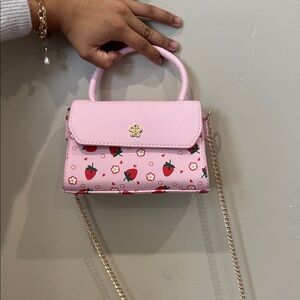 Pink Strawberry Handbag with Gold Chain